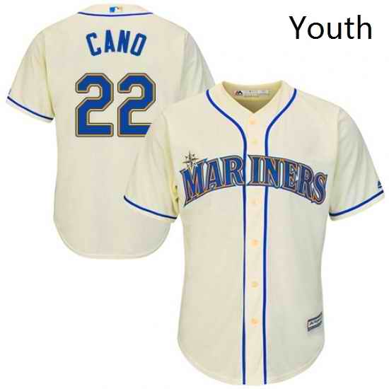 Youth Majestic Seattle Mariners 22 Robinson Cano Replica Cream Alternate Cool Base MLB Jersey